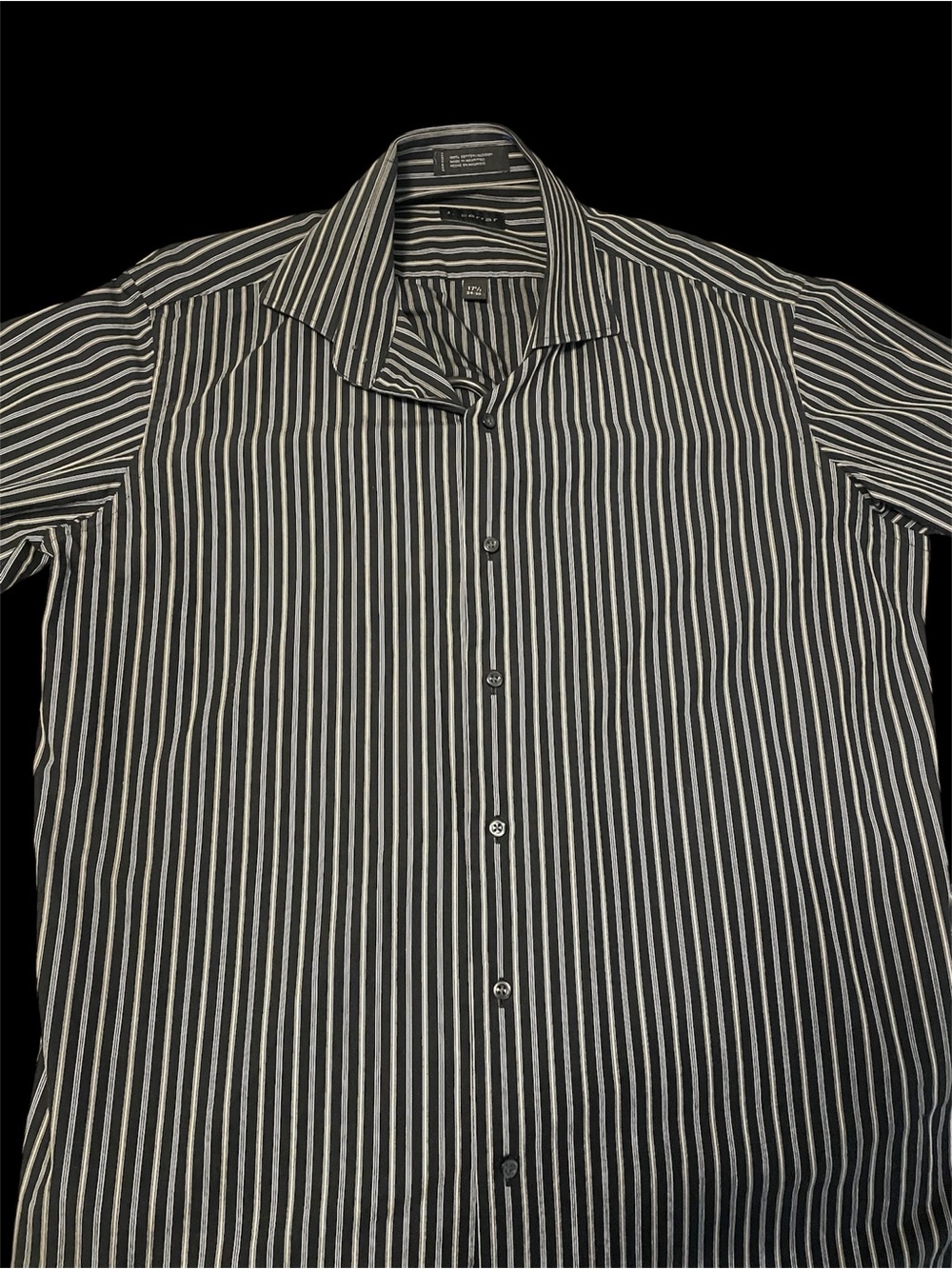 Ferrari Black & White Vertical Stripe Dress Shirt